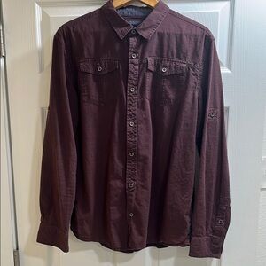 Prana Maroon Long Sleeve Shirt